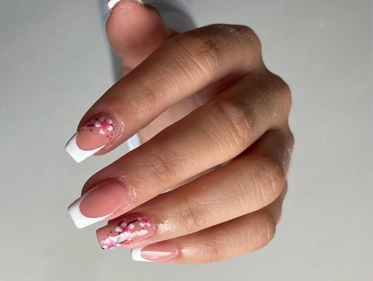 cherry blossom french manicure summer nails 2023