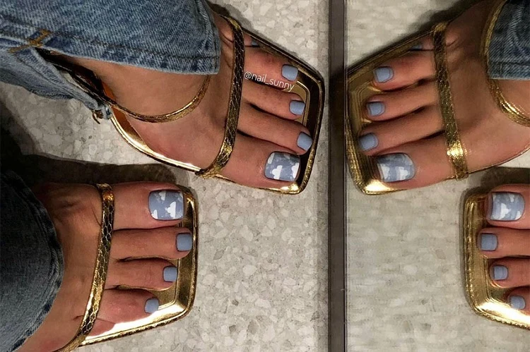 cloud toe nail designs matte pedicure ideas dark skin tone