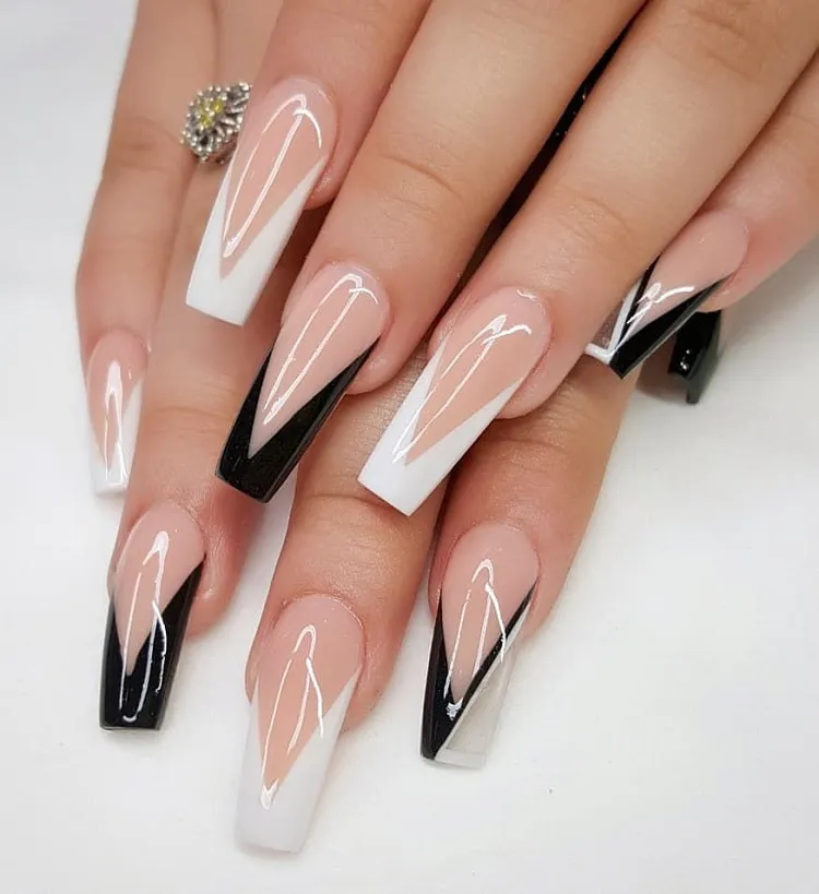 coffin tuxedo nails tuxedo nails 2023