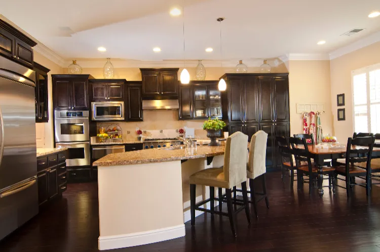 dark flooring kitchen contemporary look