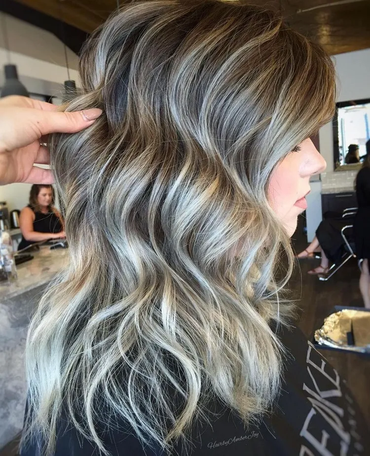 disguise grey hair with highlights ash blonde color