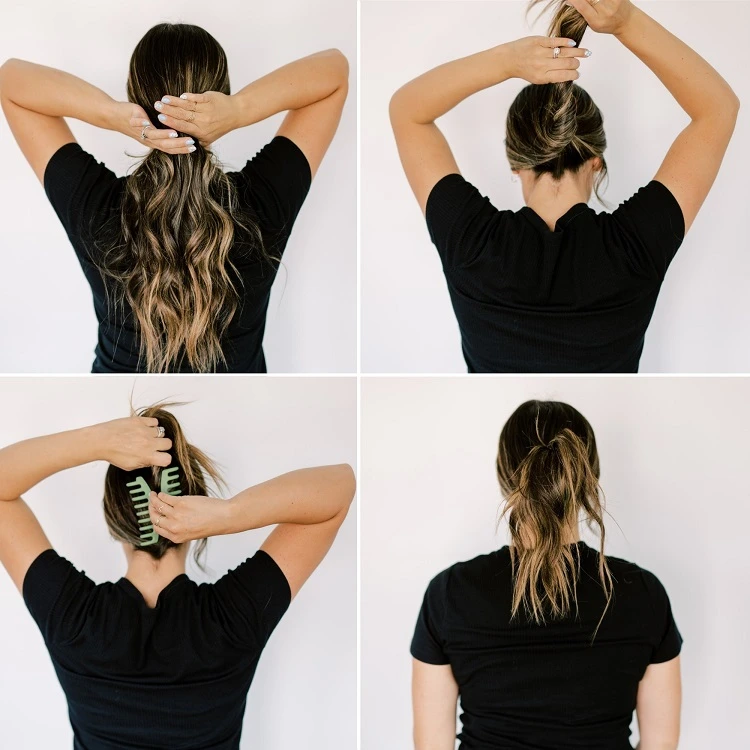 easy twist up hairstyle with a claw clip