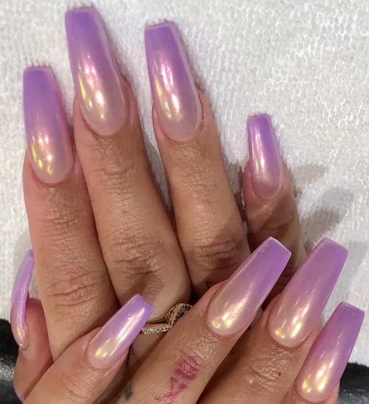 glazed donut lavender ombre nails coffin shape