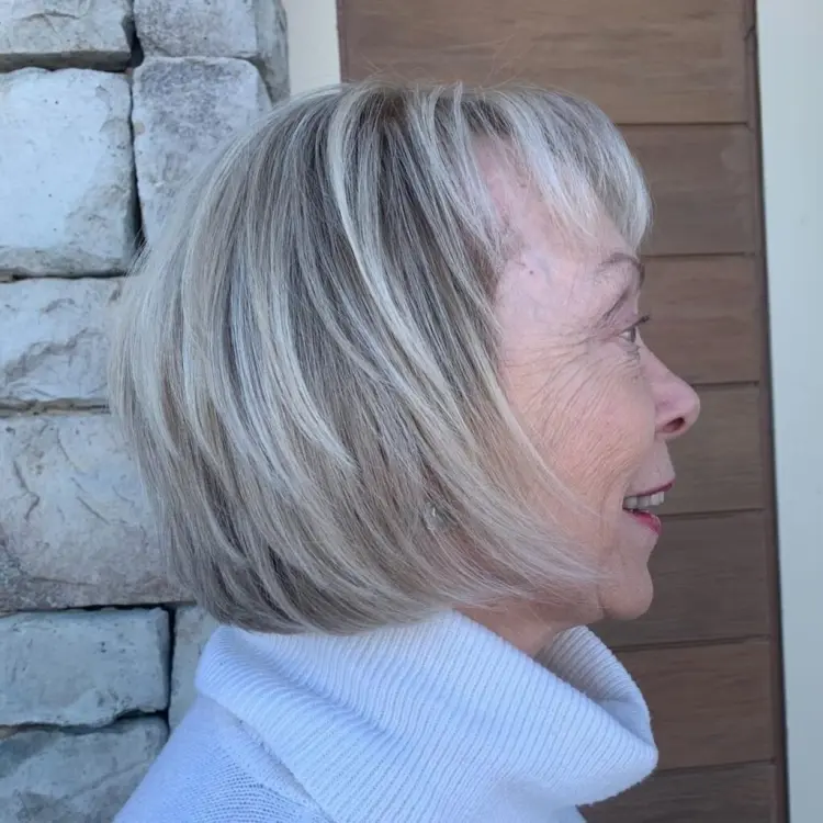 gray balayage on blonde hair for women over 60