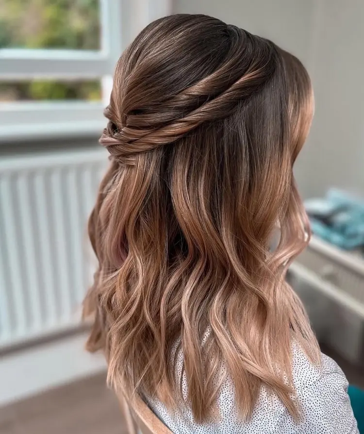 hairstyle ideas for long hair wedding guest