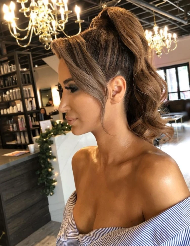 high ponytail hairstyle ideas for wedding and prom