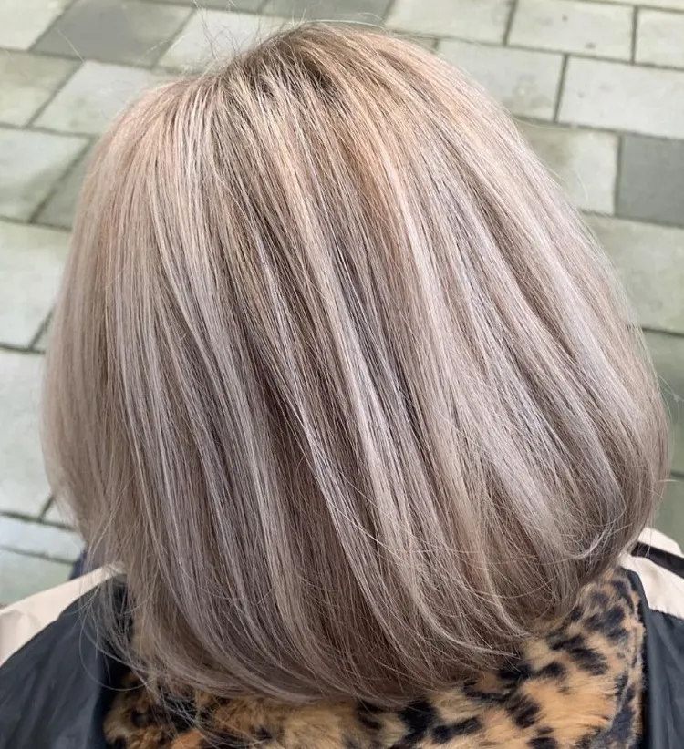 highlights for grey hair women over 50