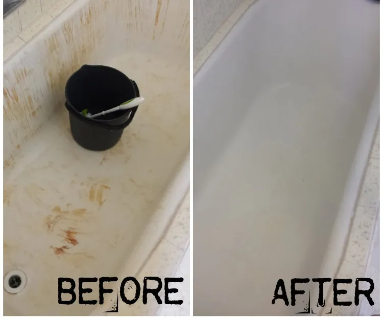 how to clean yellow stains in a bathtub