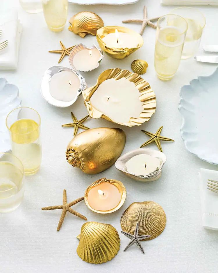 how to make seashell candles diy wedding table decoration