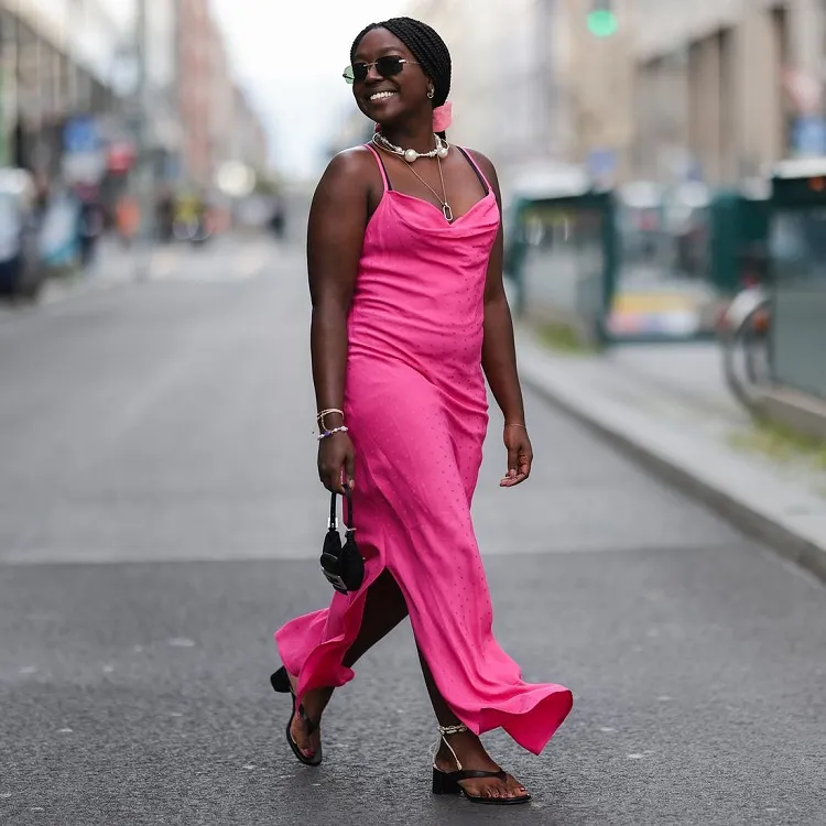 In the style pink satin clearance dress