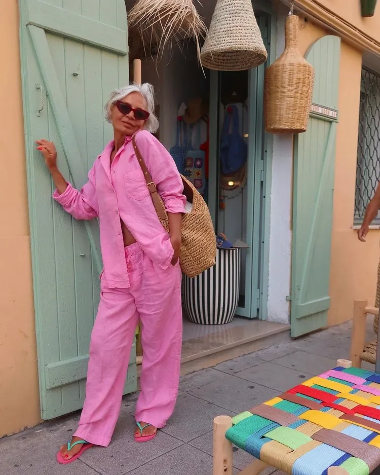 how to wear pink at 50 greece ghanem bubble gum pink colour outfit
