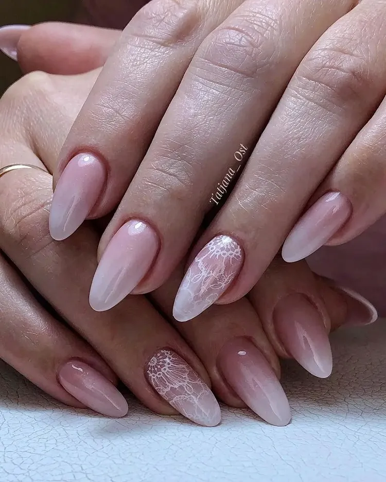 lace design wedding nails ombre bridal nails with lace designs