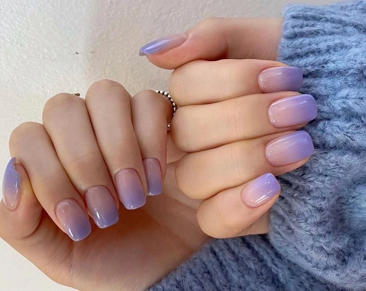 lavender ombre nails short 2023