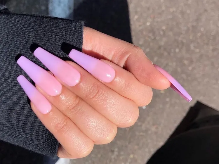 long ballerina lavender ombre nails