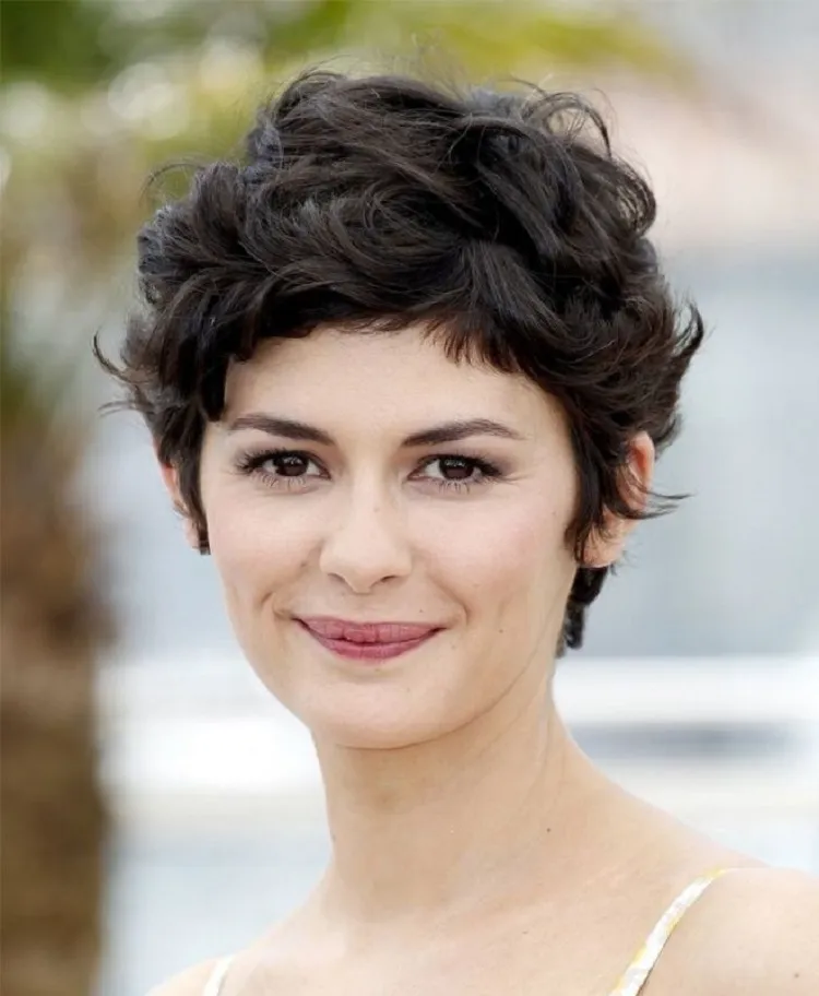long french pixie short haircut square face curly hair texture