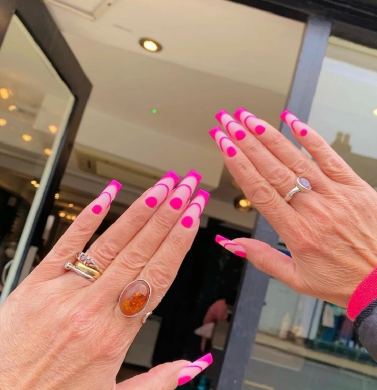 long pink nails for women over 50