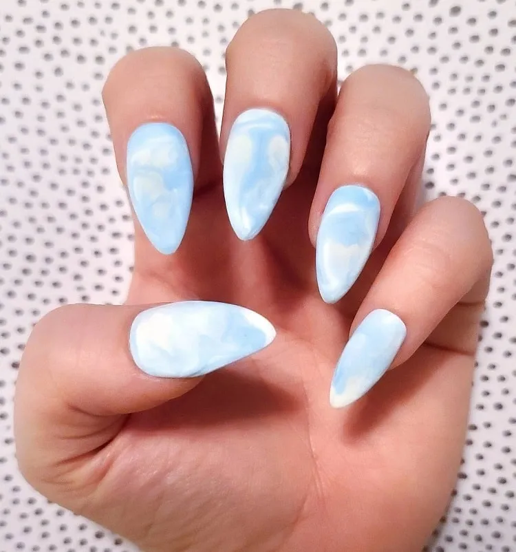 marble blueberry milk nails