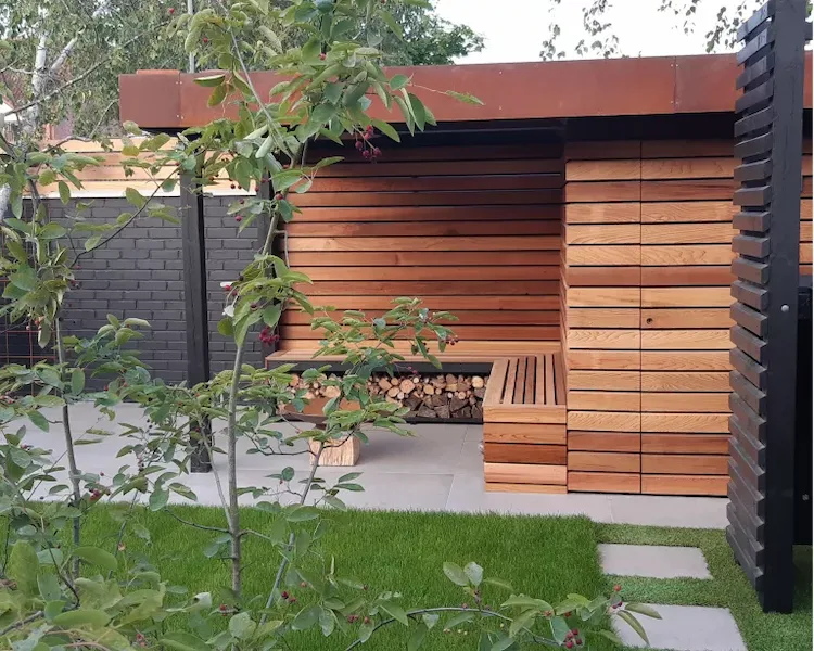 modern and practical solutions for garden areas garbage can cladding ideas