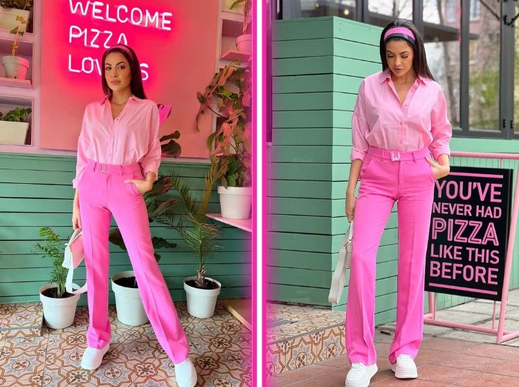 monochrome pink outfits 2023 summer trends casual chic