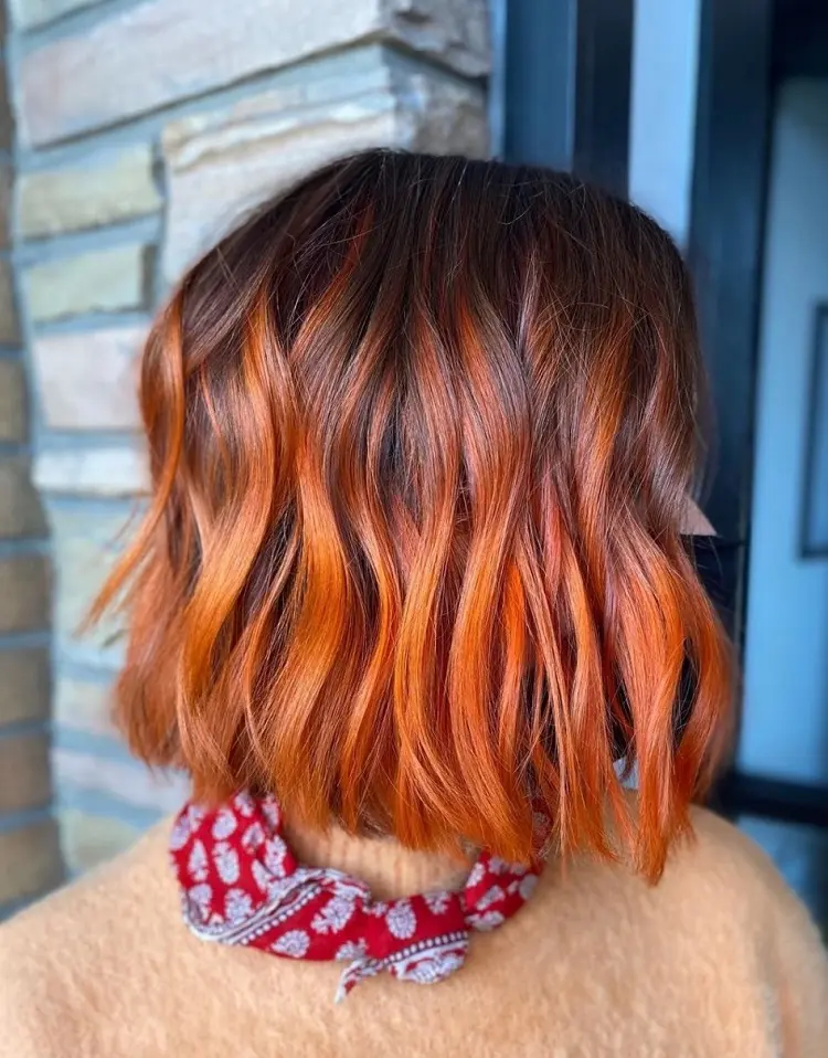 multi tone hair color blunt bob with waves