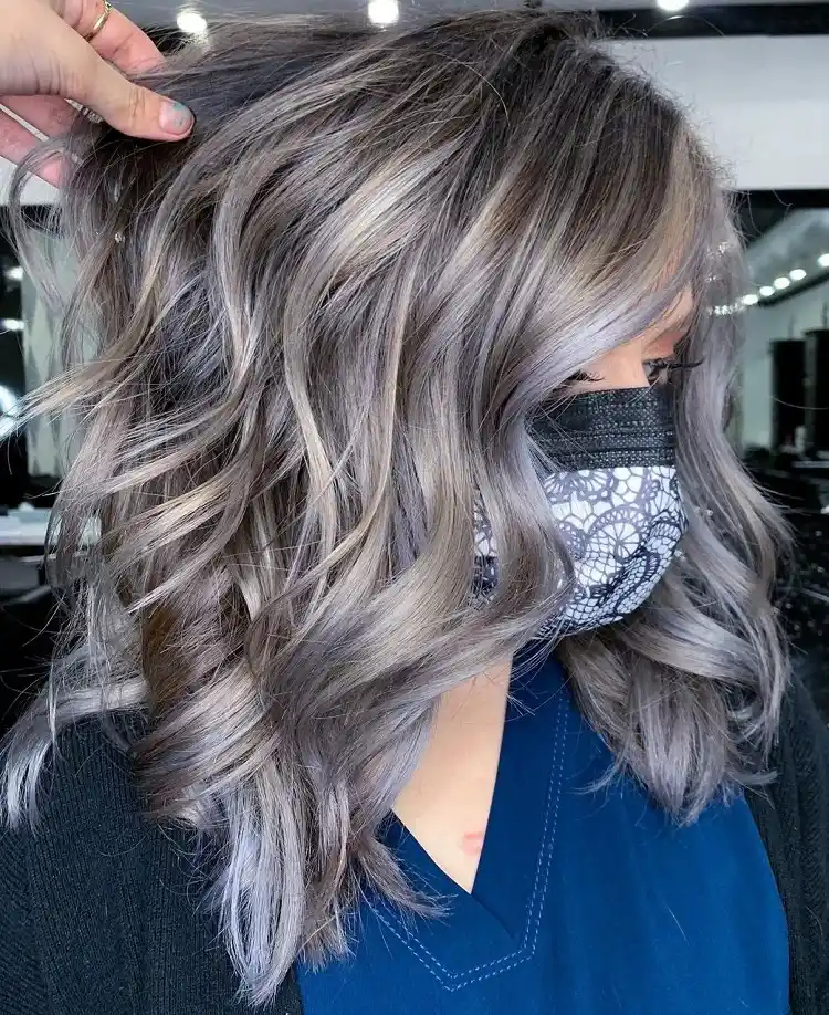 natural hair with grey highlights blending