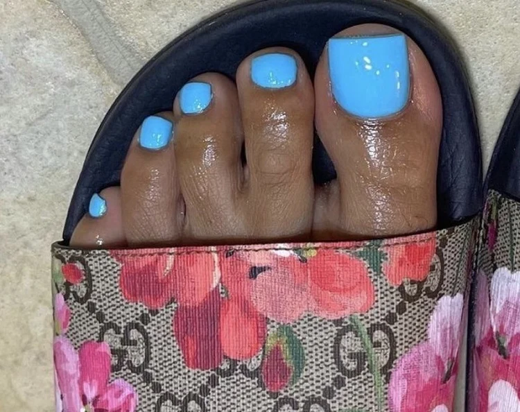 neon blue toe nail designs summer dark skin