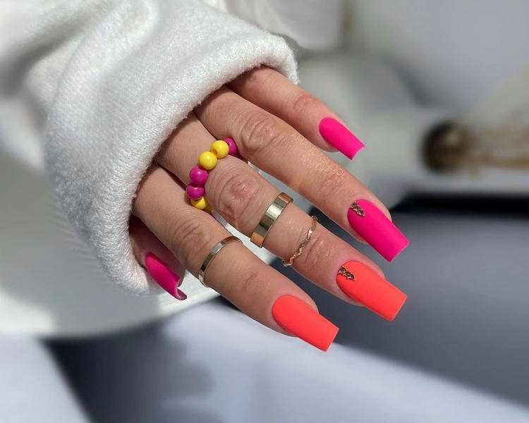 neon summer nails 2023 for women over 50 long square shape