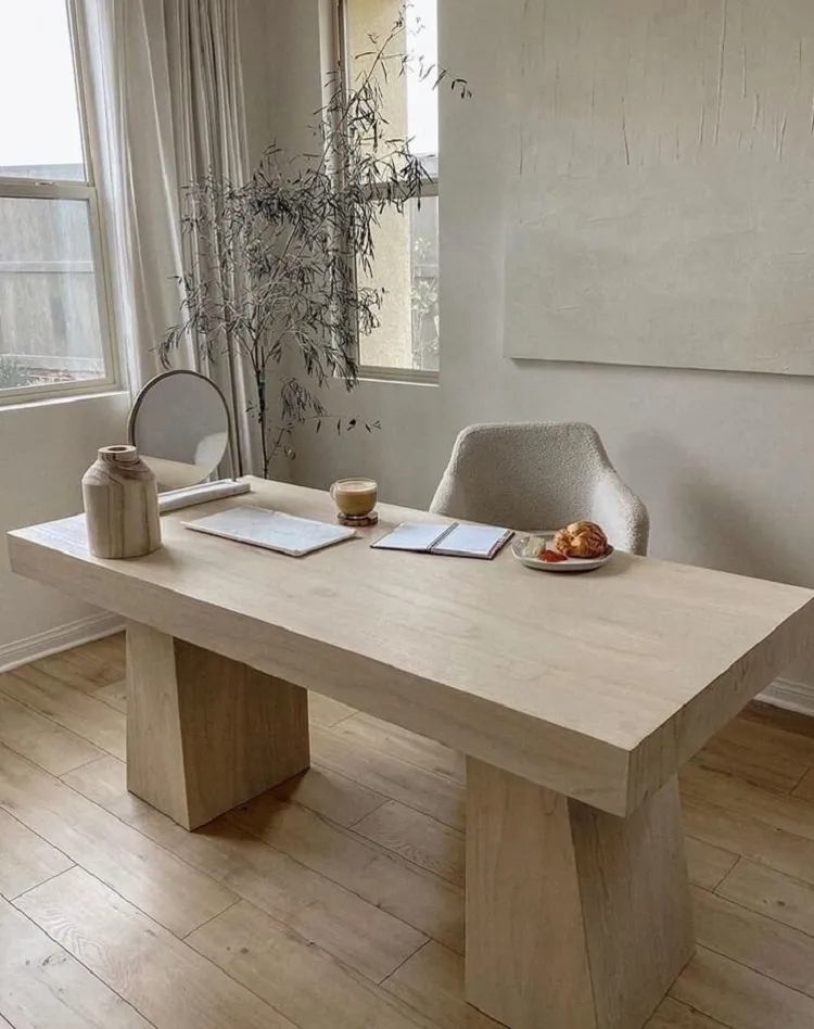 organic modern interior design wooden furniture smooth surfaces minimalist decor neutral colors