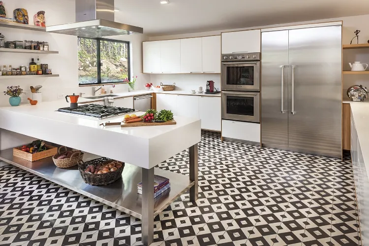 patterned and colorful kitchen flooring
