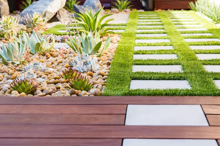 pavers with grassy lawn
