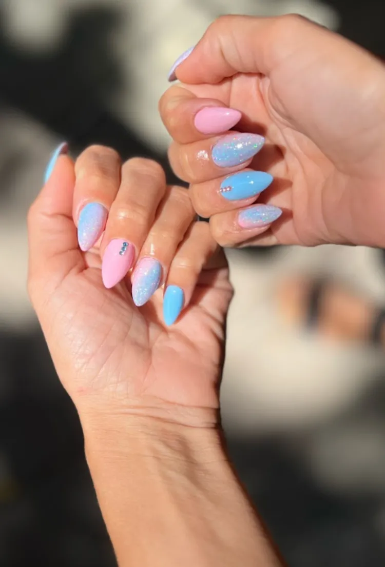 pink blue glitter mermaid nails summer manicure trends july 2023