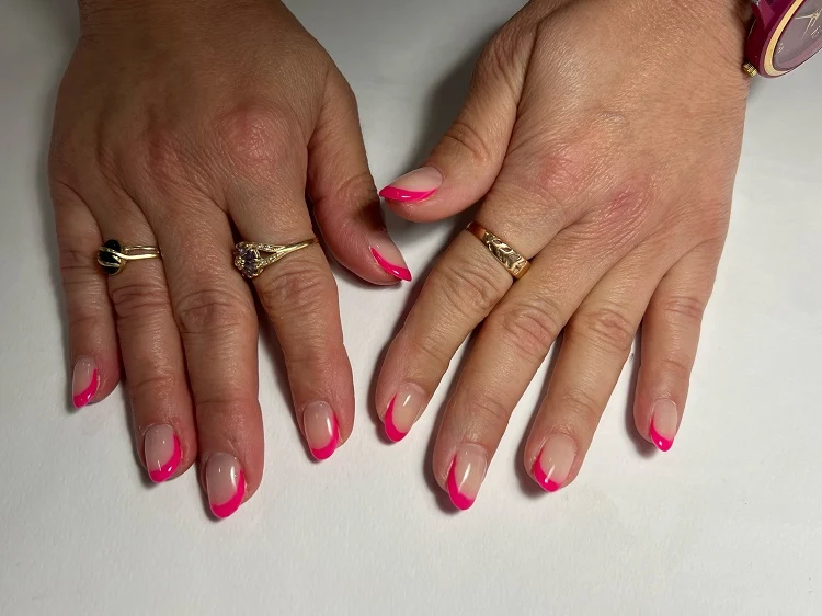 pink french tip nails barbie inspired manicure ideas for older women