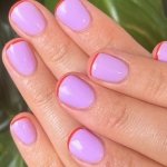 purple nail polish orange french tips sun summer manicure design ideas