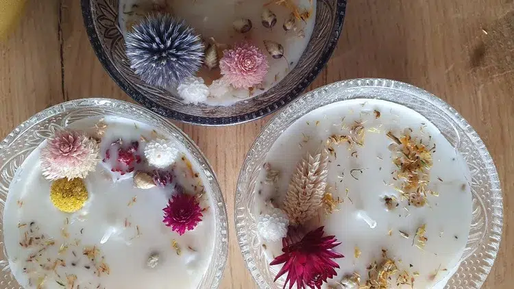 recycle faded flower petal diy candles