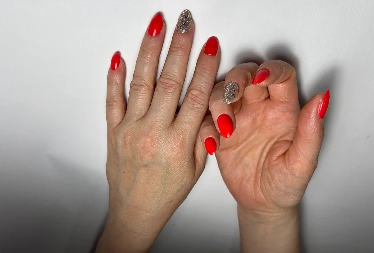 red nail color for women over 50 almond shape