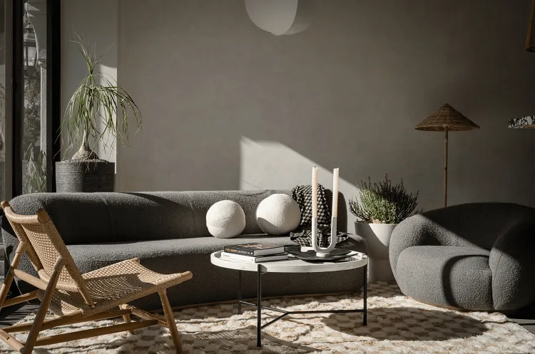 round shapes textile furniture natural materials organic modern interior design inspiration ideas