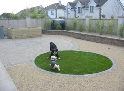 separate dog area in backyard grass coverage
