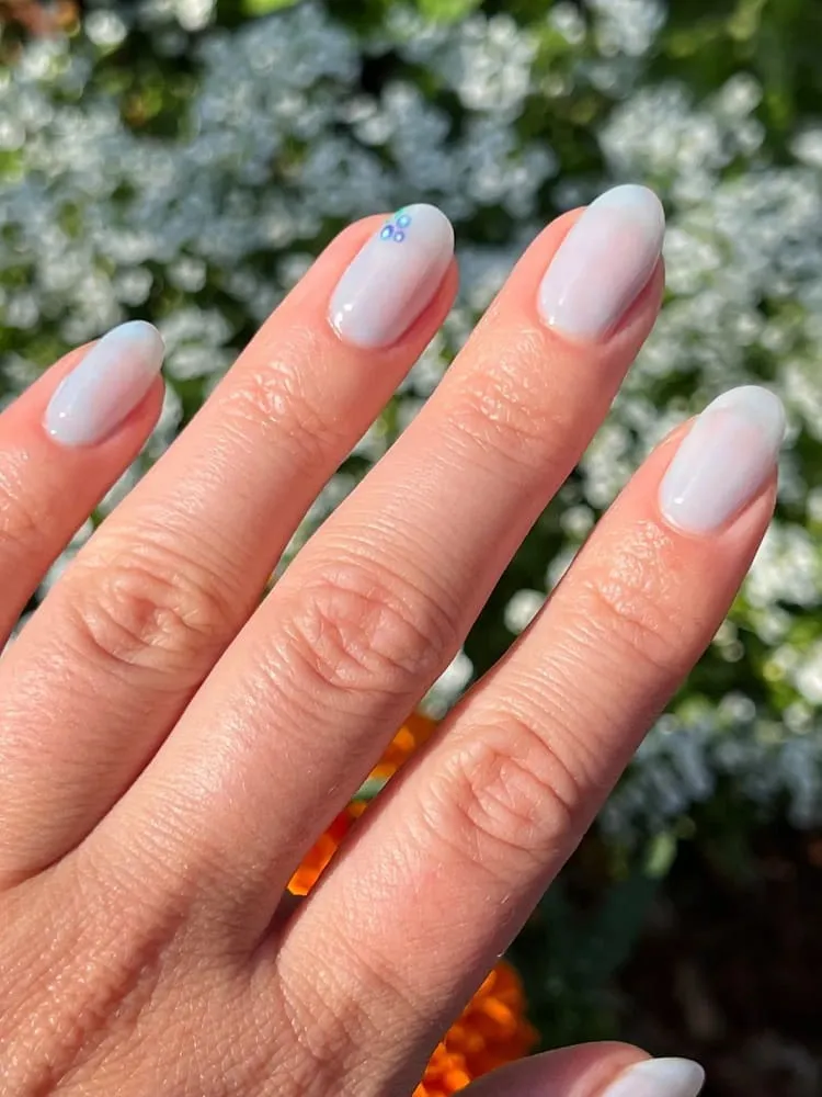 sheer blueberry milk nails design