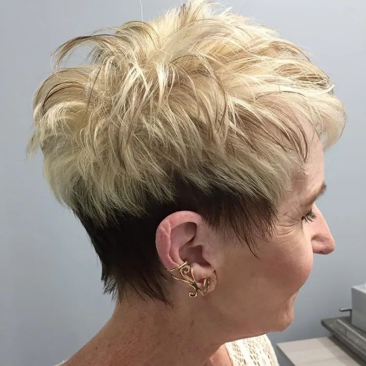 short edgy pixie haircut with wispy layers for women over 60