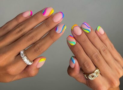 short preppy nails classy colorful manicure 2023