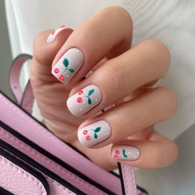 short square cherry nails