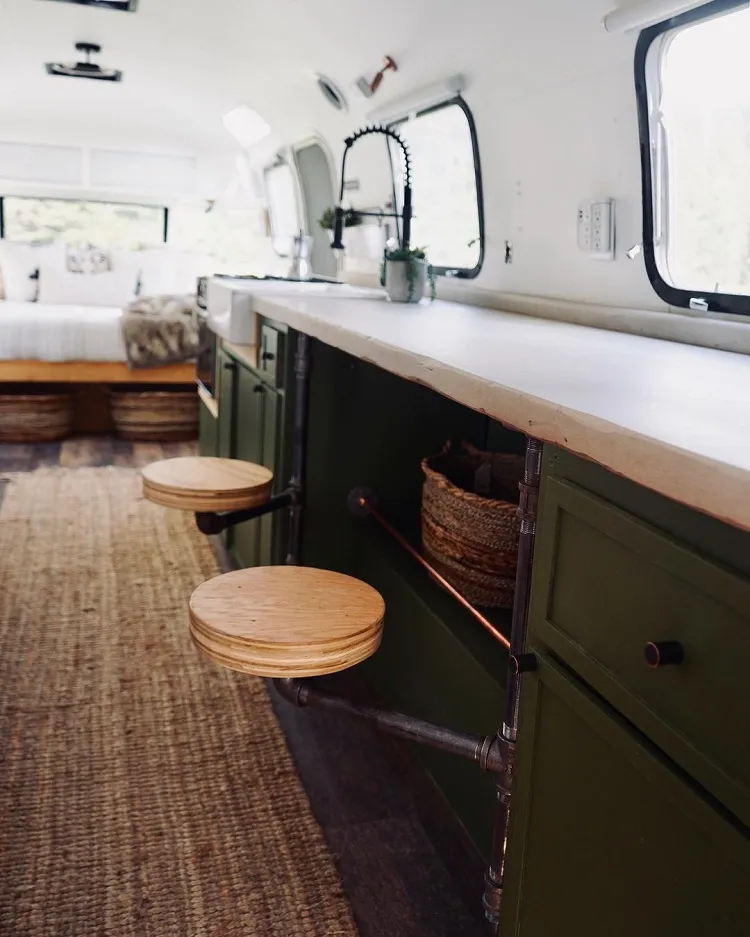 small camper design ideas desk counter retractable single seats