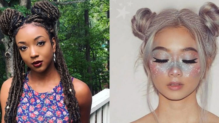 space buns with or without bangs diy instructions