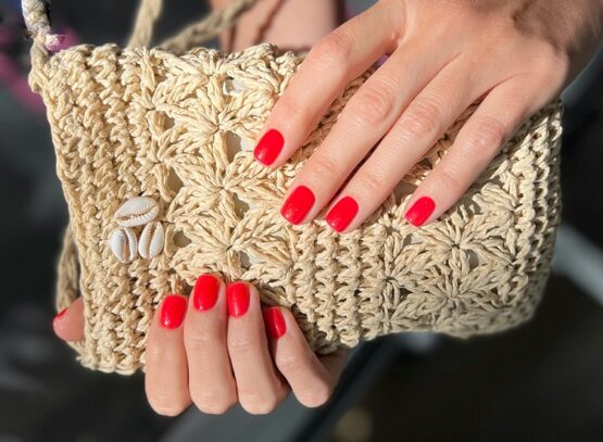 square short red summer nails