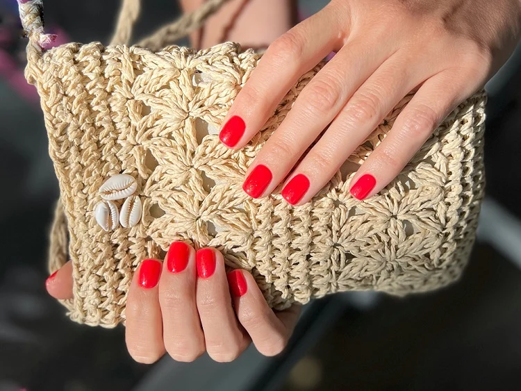 square short red summer nails