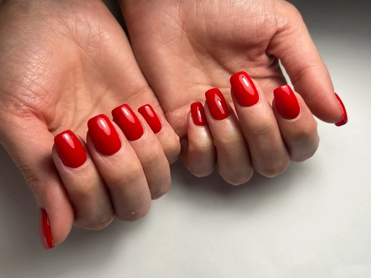 squoval red acrylic summer nails