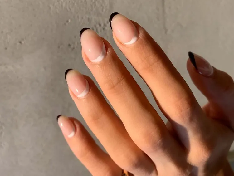 tuxedo french nails minimalist french nails