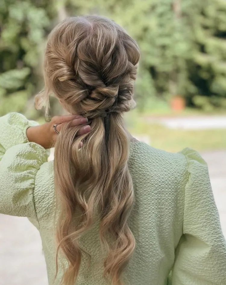 wedding guest hairstyle for long hair with braids 2023