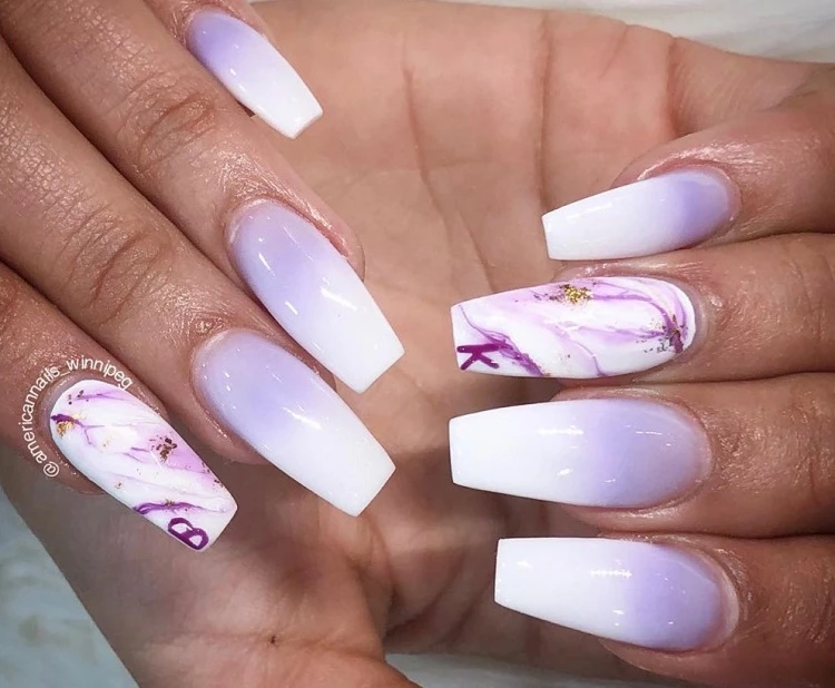 white and lavender ombre nails 2023