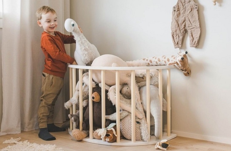 wooden corner cage basket toy storage solutions bedroom